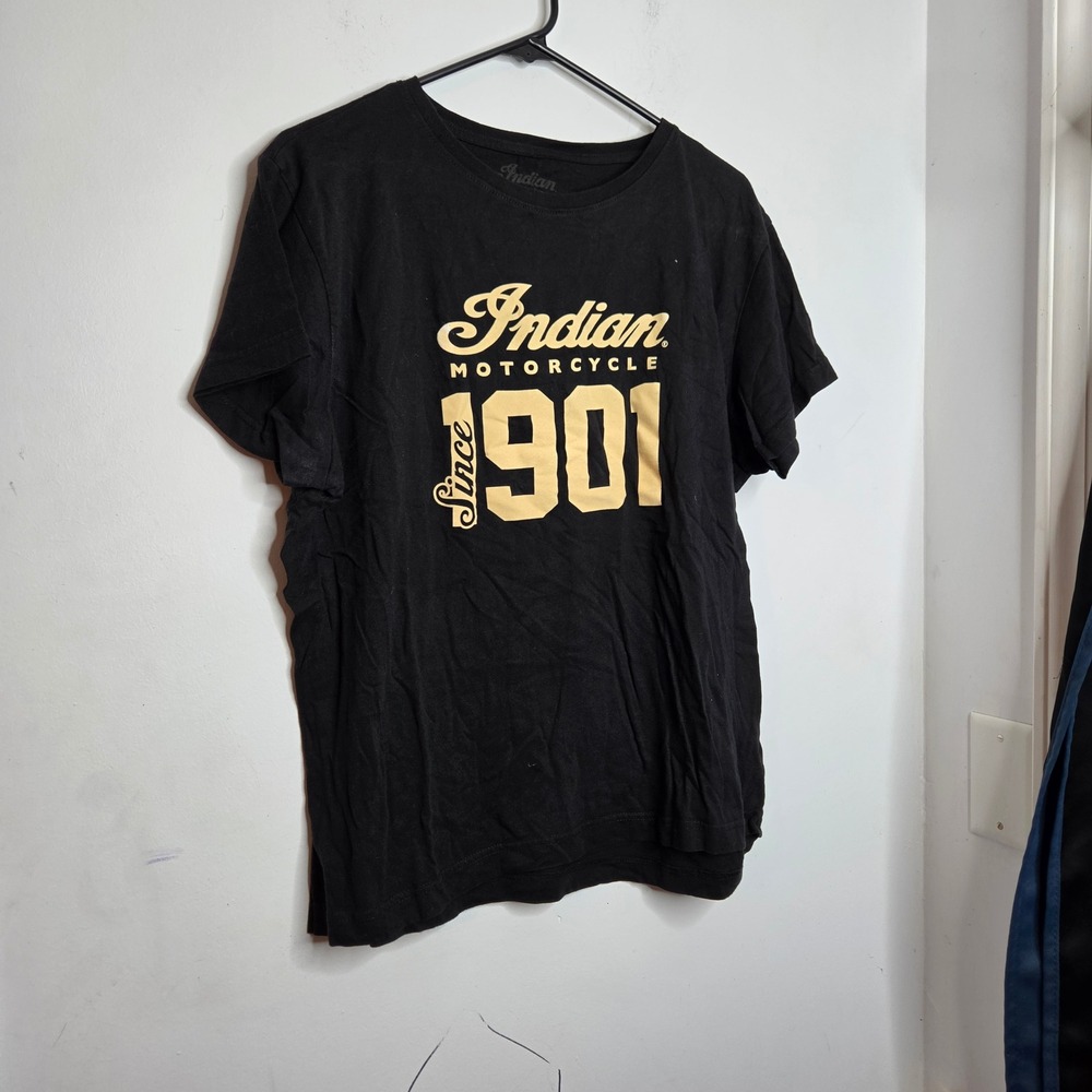 Indian Motorcycle Men XL Black T-Shirt Since 1901 Elkhart Graphic Tee